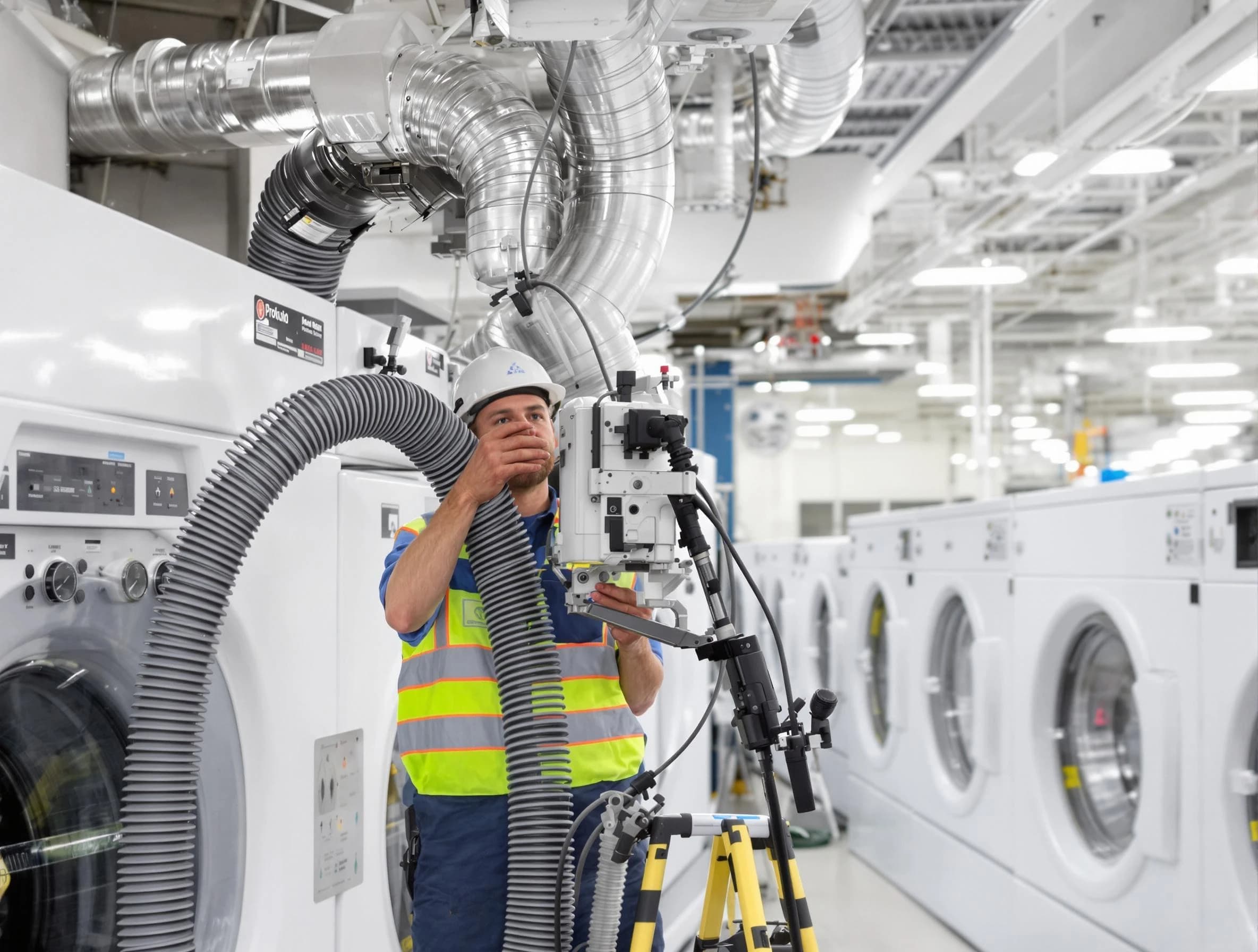 Vinings Dryer Vent Cleaning team performing commercial-grade dryer vent cleaning at a business facility in Vinings