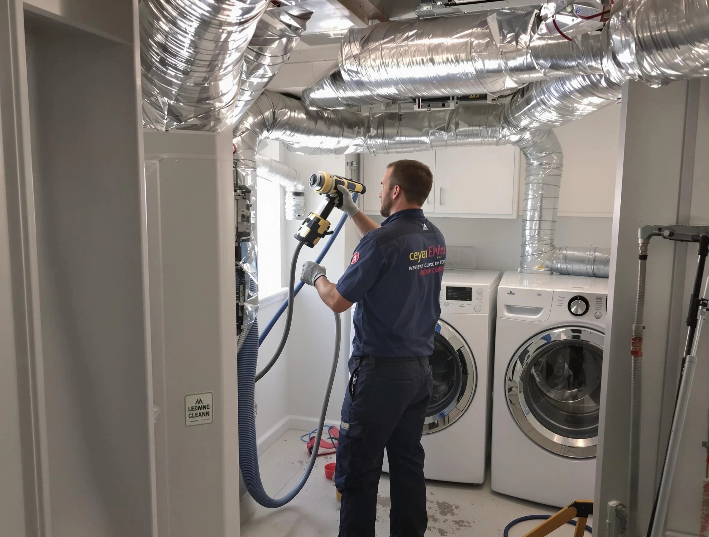 Vinings Dryer Vent Cleaning specialist using advanced equipment for thorough duct cleaning in Vinings