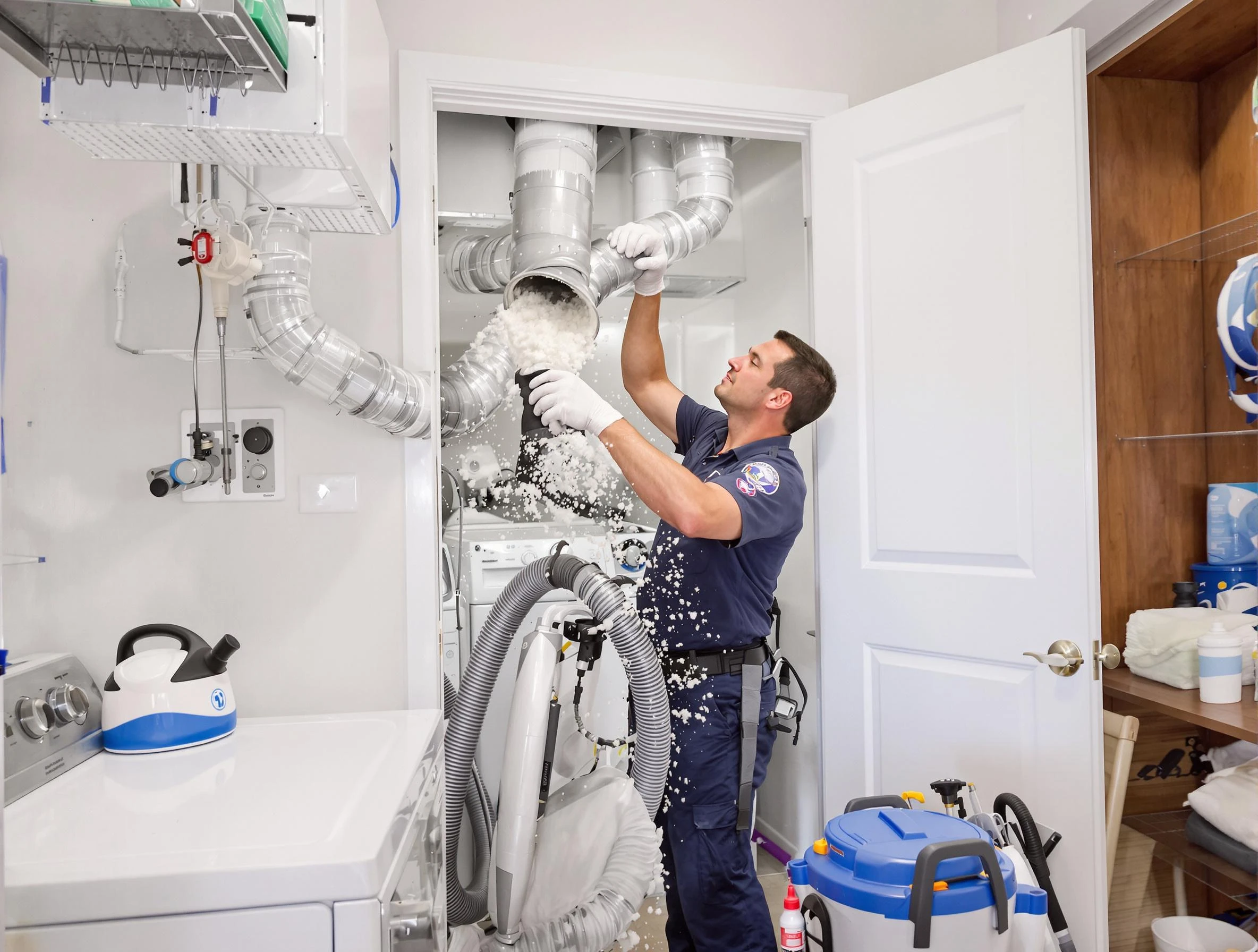 Vinings Dryer Vent Cleaning technician delivering thorough residential dryer vent cleaning service in Vinings